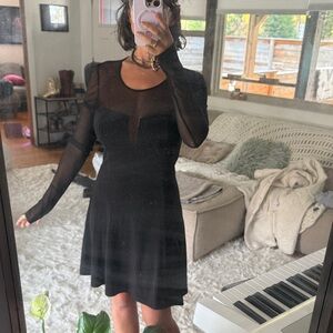 Elizabeth and James Sheer Black Long Sleeve Dress